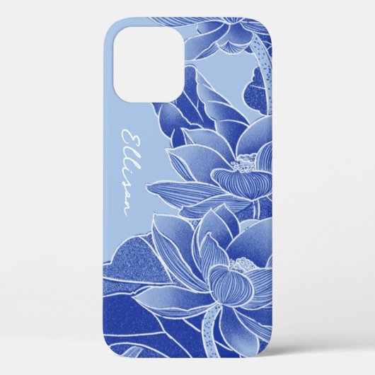 Personalisiert Chinoiserie Chic Blue Lotus Mandala Case-Mate iPhone Hülle (Rückseite)