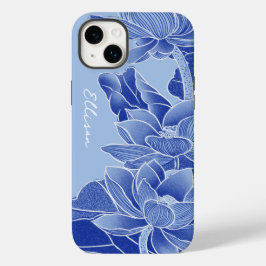 Personalisiert Chinoiserie Chic Blue Lotus Mandala Case-Mate iPhone 14 Plus Hülle