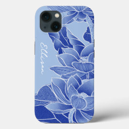Personalisiert Chinoiserie Chic Blue Lotus Mandala Case-Mate iPhone Hülle