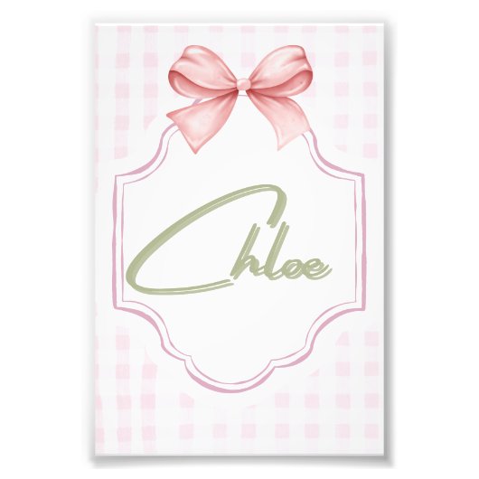 Personalisiert Chloe Baby Girl Kinderzimmer Bow&Gi Fotodruck (Vorne)