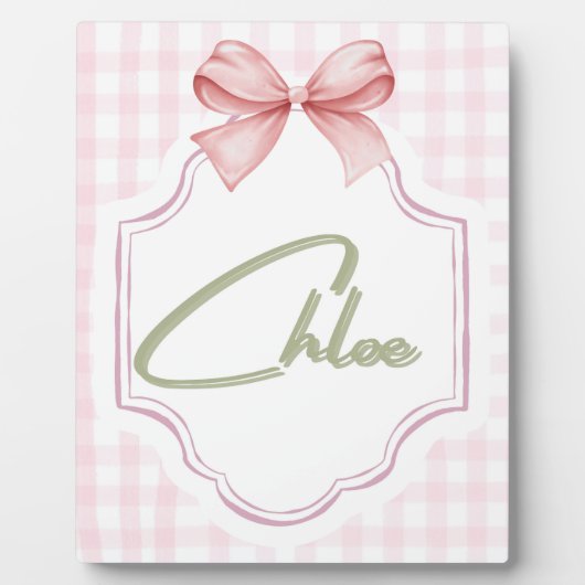 Personalisiert Chloe Baby Girl Kinderzimmer Bow&Gi Fotoplatte (Vorderseite)