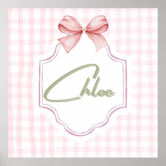 Personalisiert Chloe Baby Girl Kinderzimmer Bow&Gi Poster (Vorne)