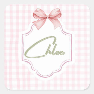 Personalisiert Chloe Baby Girl Kinderzimmer Bow&Gi Quadratischer Aufkleber