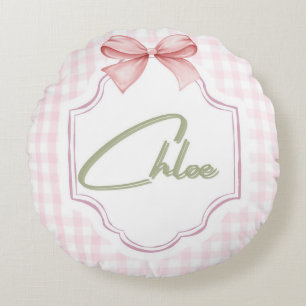 Personalisiert Chloe Baby Girl Kinderzimmer Bow&Gi Rundes Kissen