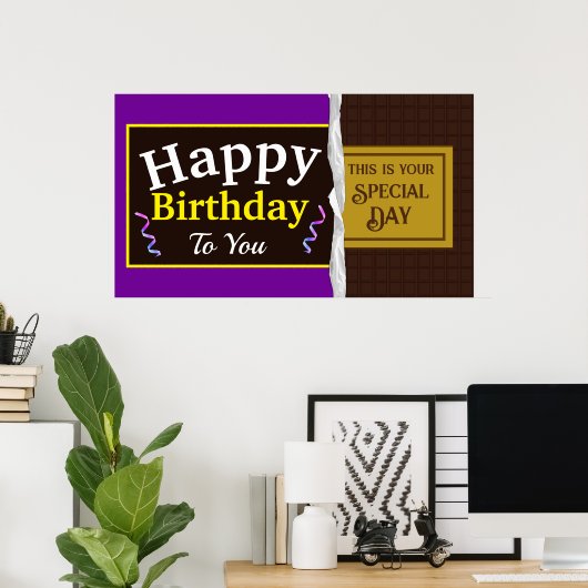 Personalisiert Chocolate Candy Bar Birthday Banner Poster (Heimbüro)