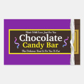 Personalisiert Chocolate Candy Bar Rechteckiger Aufkleber (Vorderseite)