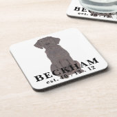 Personalisiert Chocolate Labrador Getränkeuntersetzer (Linke Seite)