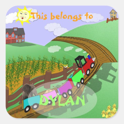 Personalisiert Choo Buchzeichen Quadratischer Aufkleber (Vorderseite)