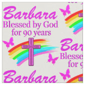 PERSONALISIERT CHRISTLICHEN 90. GEBURTSTAG FABRIC STOFF (Nahaufnahme)