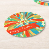 Personalisiert Chrysanthemum kühl farbenfroh Runder Pappuntersetzer (Angewinkelt)