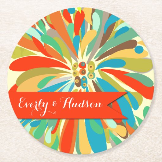 Personalisiert Chrysanthemum kühl farbenfroh Runder Pappuntersetzer (Vorderseite)