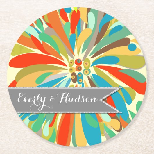 Personalisiert Chrysanthemum kühl farbenfroh Runder Pappuntersetzer (Vorderseite)