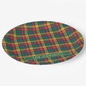 Personalisiert Clan Buchanan Tartan Kariert Pappteller (Schrägansicht)