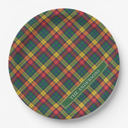 Personalisiert Clan Buchanan Tartan Kariert Pappteller (Vorderseite)