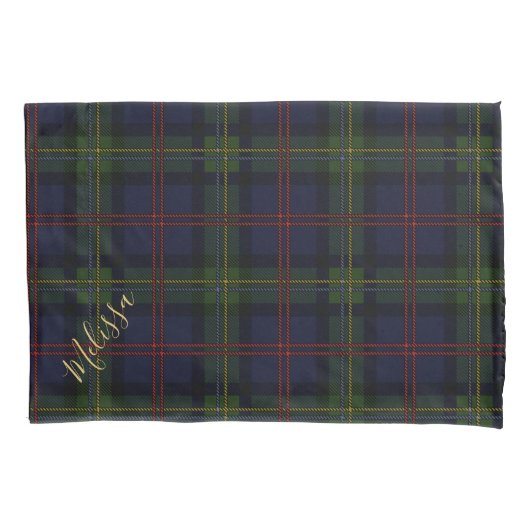Personalisiert Clan Malcolm Tartan Karierter Name Kissenbezug (Vorderseite-Links)