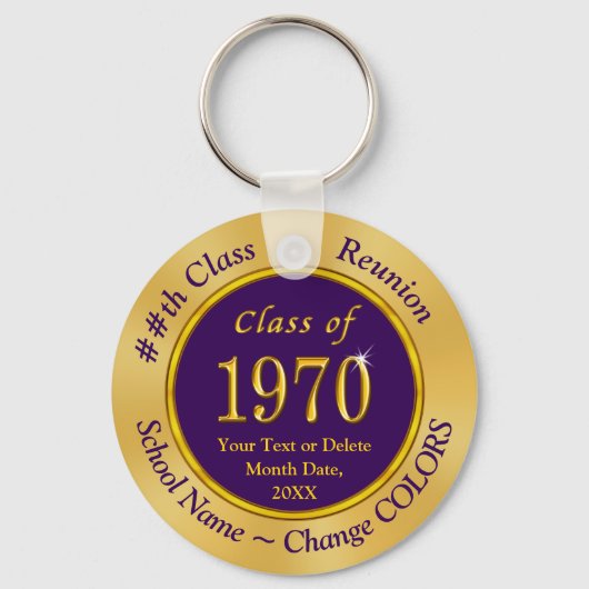 Personalisiert Class of 1970 Souvenirs Class Wiede Schlüsselanhänger (Rückseite)