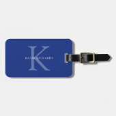 Personalisiert Classic Blue Monogram Gepäckanhänger (Vorderseite horizontal)