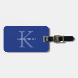 Personalisiert Classic Blue Monogram Gepäckanhänger