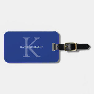 Personalisiert Classic Blue Monogram Gepäckanhänger