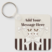 Personalisiert Classic Modern Strip Niedlich Twin Schlüsselanhänger (Vorderseite)