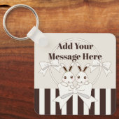 Personalisiert Classic Modern Strip Niedlich Twin Schlüsselanhänger (Vorderseite)