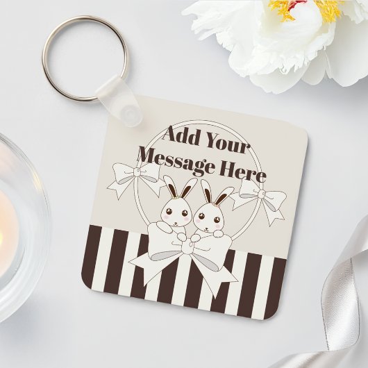 Personalisiert Classic Modern Strip Niedlich Twin  Schlüsselanhänger