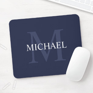 Personalisiert Classic Monogram und Name Navy Blue Mousepad