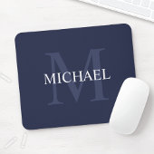 Personalisiert Classic Monogram und Name Navy Blue Mousepad