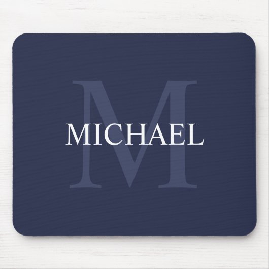 Personalisiert Classic Monogram und Name Navy Blue Mousepad (Vorne)