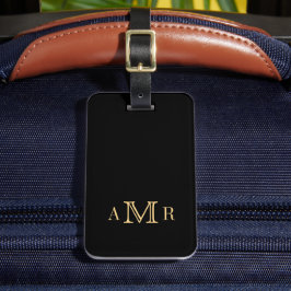 Personalisiert-Classic-Monogramm-Schwarz Gepäckanhänger