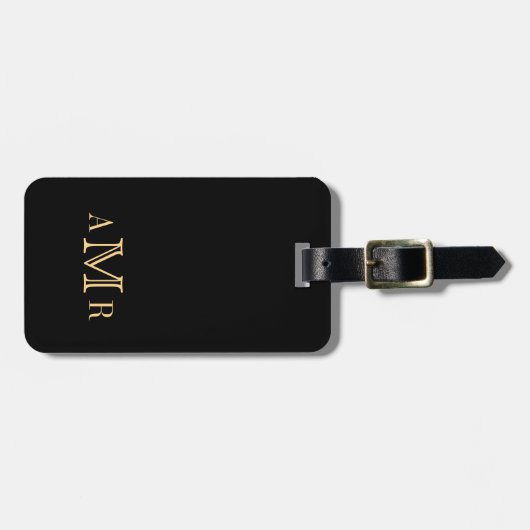 Personalisiert-Classic-Monogramm-Schwarz Gepäckanhänger (Vorderseite horizontal)
