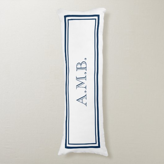 Personalisiert Classic Navy Blue Monogram Seitenschläferkissen (Vorderseite Vertikal)
