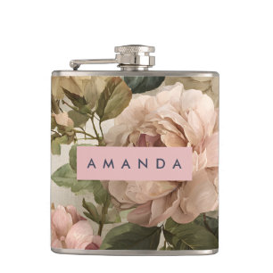Personalisiert Classic Romantic Garden Rose Flachmann