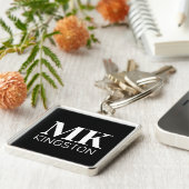 Personalisiert Classic Serif DM Black Schlüsselanhänger (Seite)