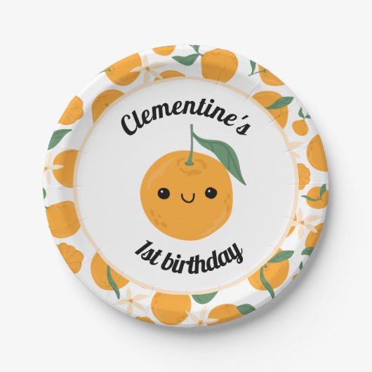 Personalisiert Clementine Mandarine Süsse Orange Pappteller (Vorderseite)