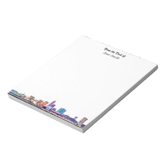Personalisiert Cleveland Skyline Notepad Notizblock (Rotiert)