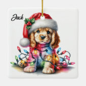 Personalisiert Cocker Spaniel Weihnachten Keramikornament (Rückseite)