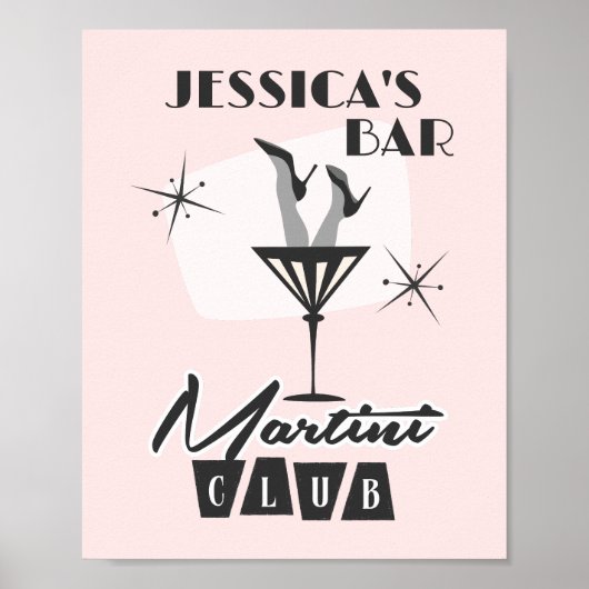 Personalisiert Cocktail Martini Bar Retro Poster (Vorne)
