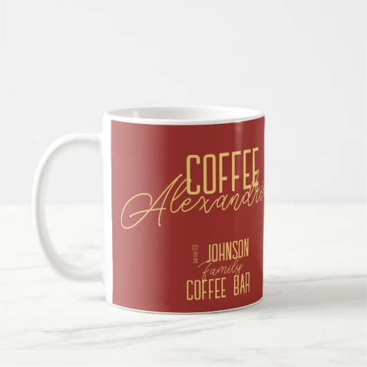 Personalisiert Coffee Bar Rustikale Typografie Kaffeetasse (Links)