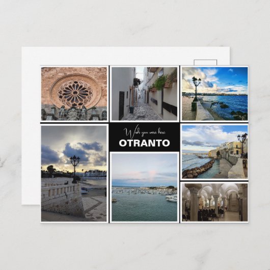 Personalisiert, Collage aus Otranto, Apulien, Ital Postkarte (Vorne/Hinten)