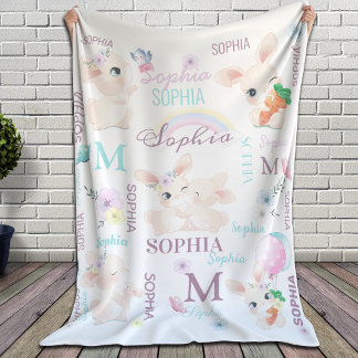 Personalisiert Collage Name Bunnies Sherpadecke