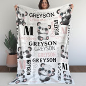 Personalisiert Collage Name Panda Fleece Blanket