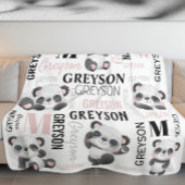 Personalisiert Collage Name Panda Fleece Blanket