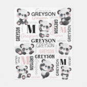 Personalisiert Collage Name Panda Fleece Blanket (Vorderseite)