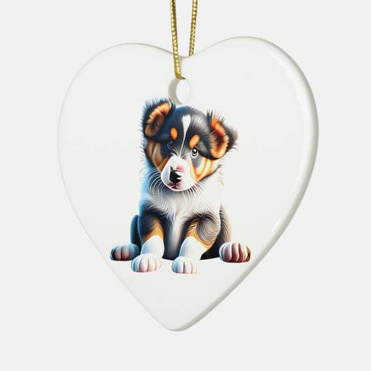 Personalisiert Collie Puppy Keramik Ornament (Links)