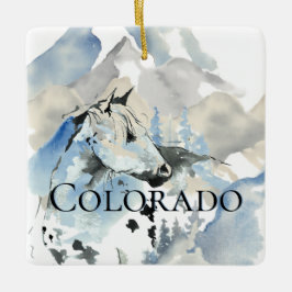 Personalisiert Colorado Horse in den Bergen Weihna Keramikornament