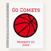Personalisiert Comets Red Basketball Spiral Notebo Notizblock (Vorderseite)
