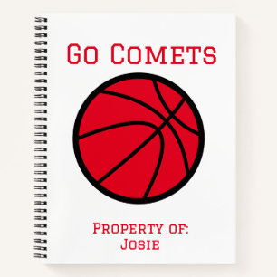 Personalisiert Comets Red Basketball Spiral Notebo Notizblock