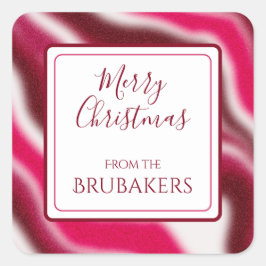 Personalisiert Cool Candy Cane Red Modern Weihnach Quadratischer Aufkleber