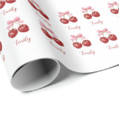 Personalisiert Coquette Cherry Bow Geschenkpapier (Rolleneckpunkt)